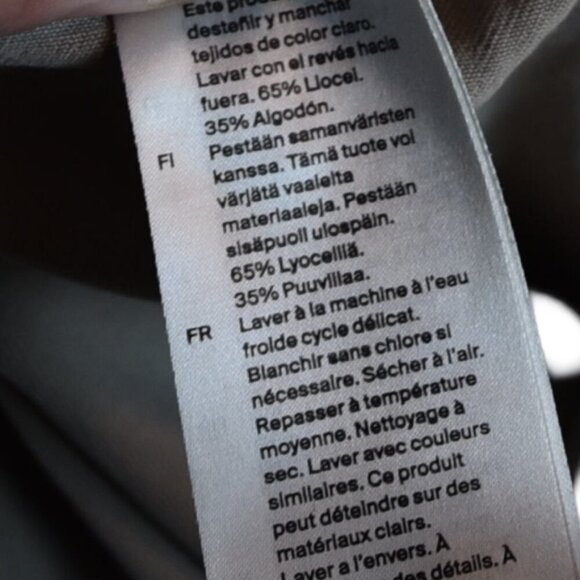 COS XL Relaxed Fit Tapered Pants Tan Cotton Lyocell Elastic Waist Minimal *Flaw* - Picture 7 of 10